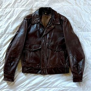SCHOTT NYC Brown Leather Bomber Jacket size 40